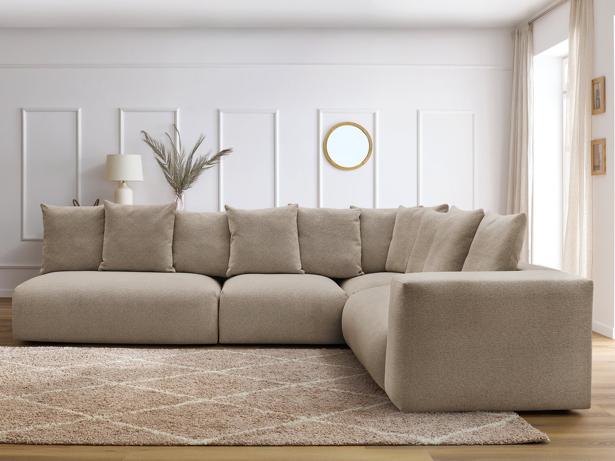 Bobochic Voltaire Ecksofa 322 × 268 cm Melange-Stoff Taupe Ecke rechts