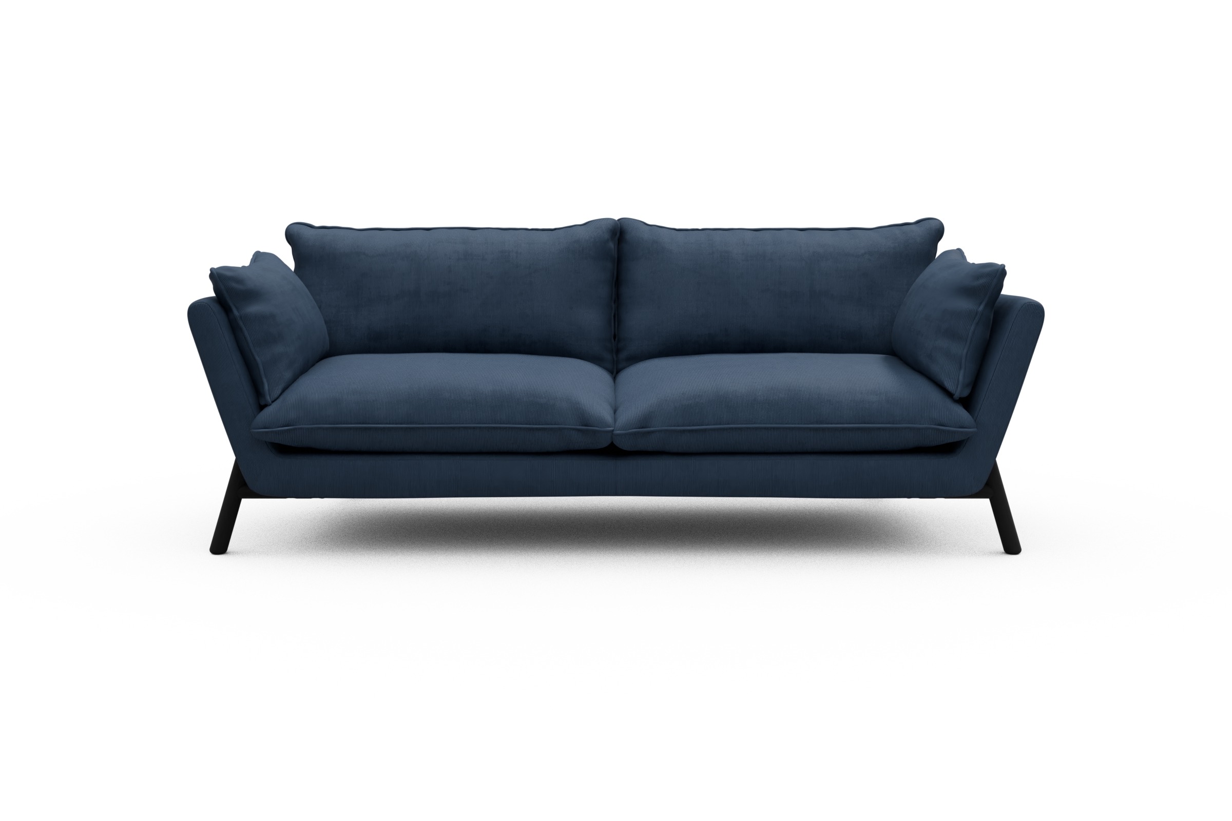 Skandi Home Sofa Emil PREMIUM 3-Sitzer Beinfarbe Eiche Schwarz Cordufine-Royal-Blue moebelfaktor