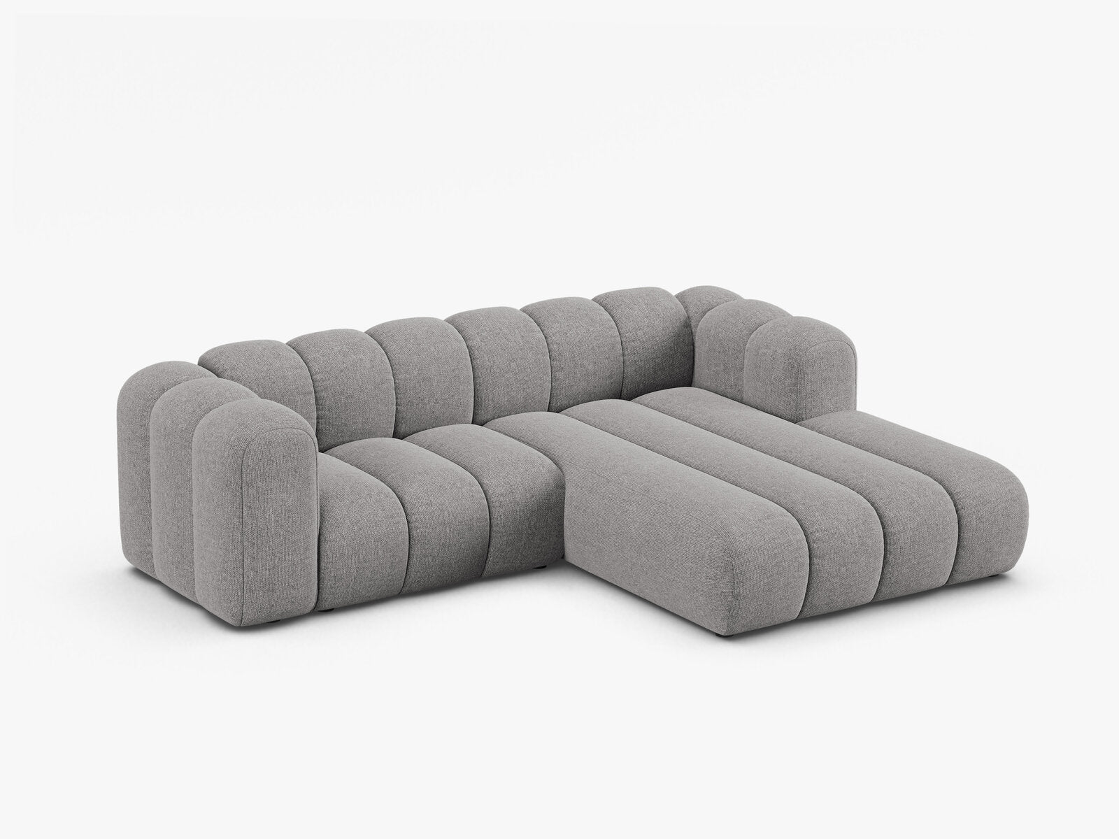 Micadoni Modulares Ecksofa Lupine 3-Sitzer Rechts Chenille Eden Hellgrau