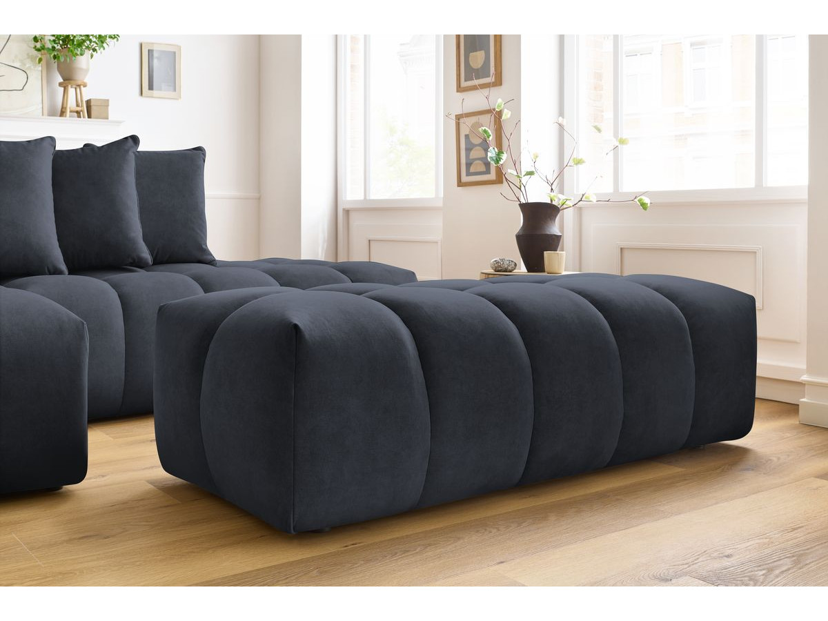 Bobochic Mont-blanc Ecksofa mit Pouf Samt Dunkelblau Ecke links