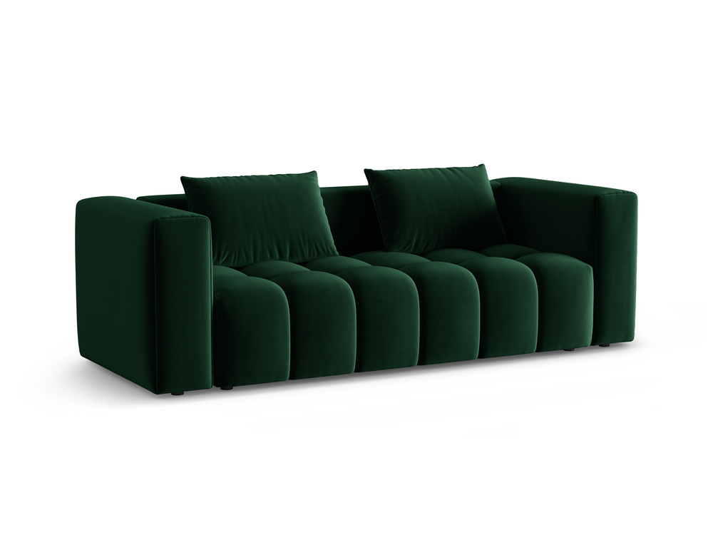 Cosmopolitan Design Schlafsofa Verona 3-Sitzer mit Bettkasten Samt Casino Flaschengrün