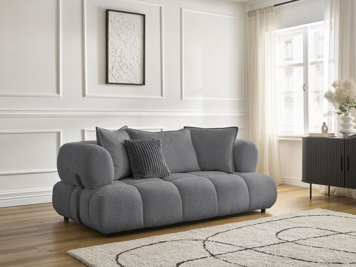 Bobochic Alya Sofa 2-Sitzer Bouclé-Stoff Dunkelgrau