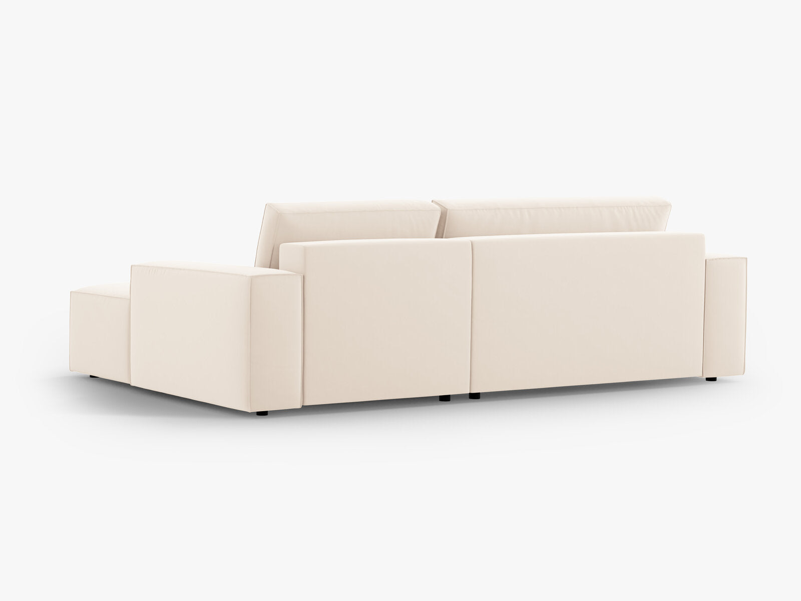 Micadoni Schlaf-Ecksofa Jodie 3-Sitzer Rechts Samt Helles Beige