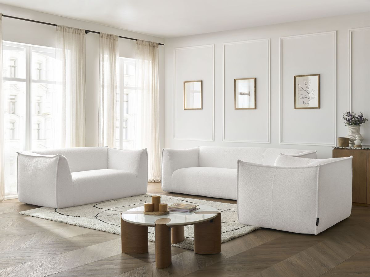 Bobochic Giorgia Sofa 5-Sitzer 534 × 100 cm Bouclé-Stoff Weiß