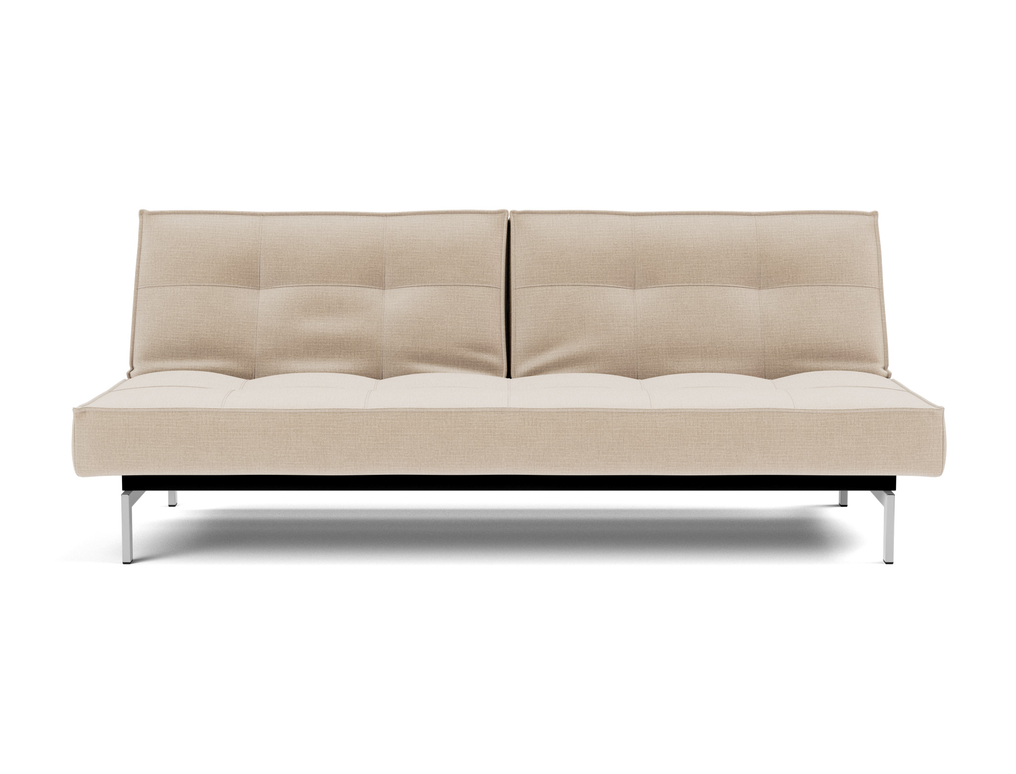 Schlafsofa Splitback Chenille Esina 410-Almond-Beige Beine Chrom