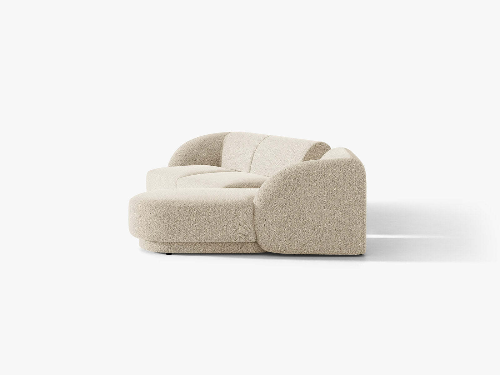 Micadoni Modulares Sofa Miley mit Recamiere 3-Sitzer Rechts Boucle Baloo Beige