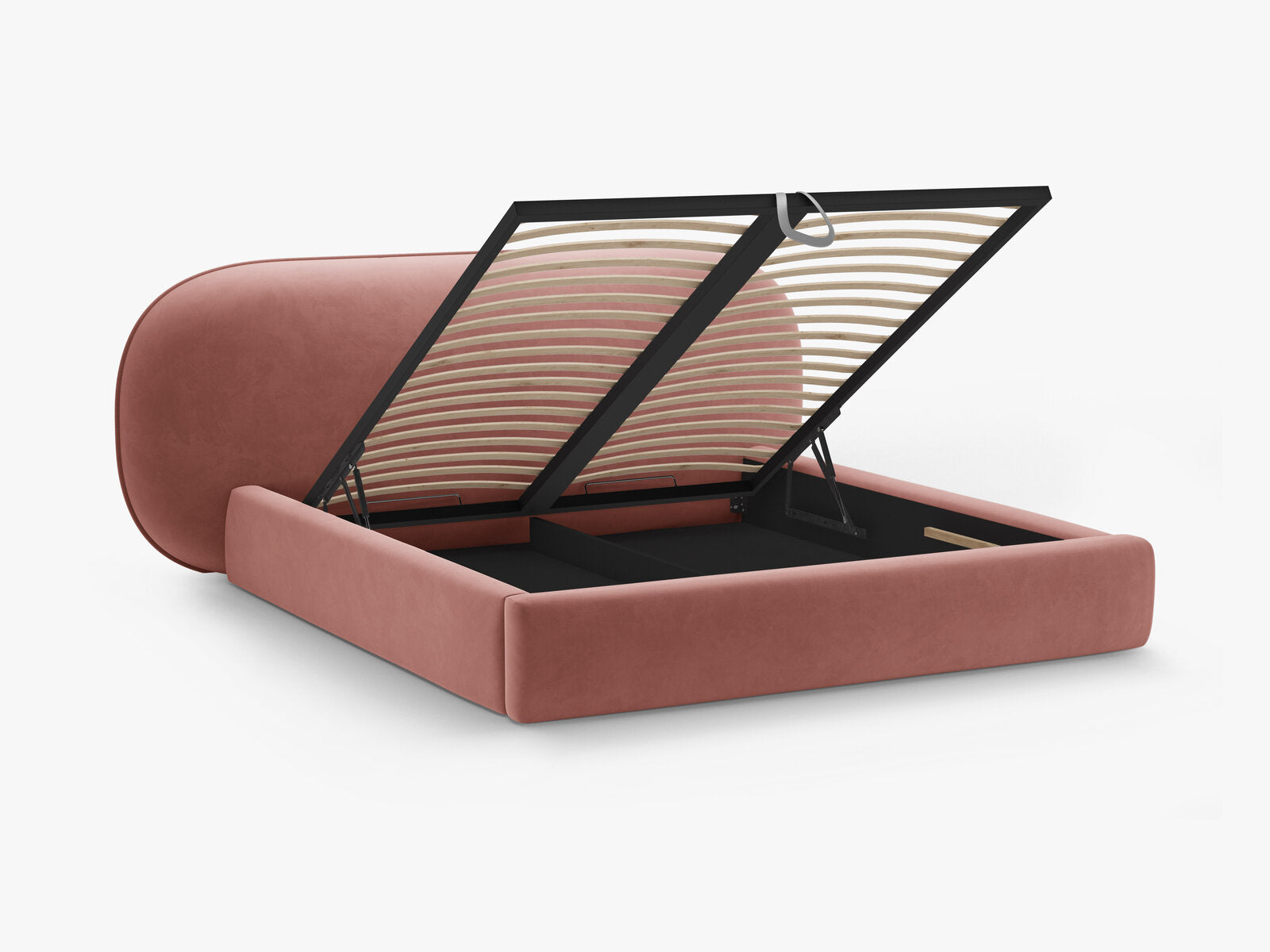 Micadoni Stauraumbett mit Kopfteil Ovalo Samt Magic Velvet Rosa 160x200