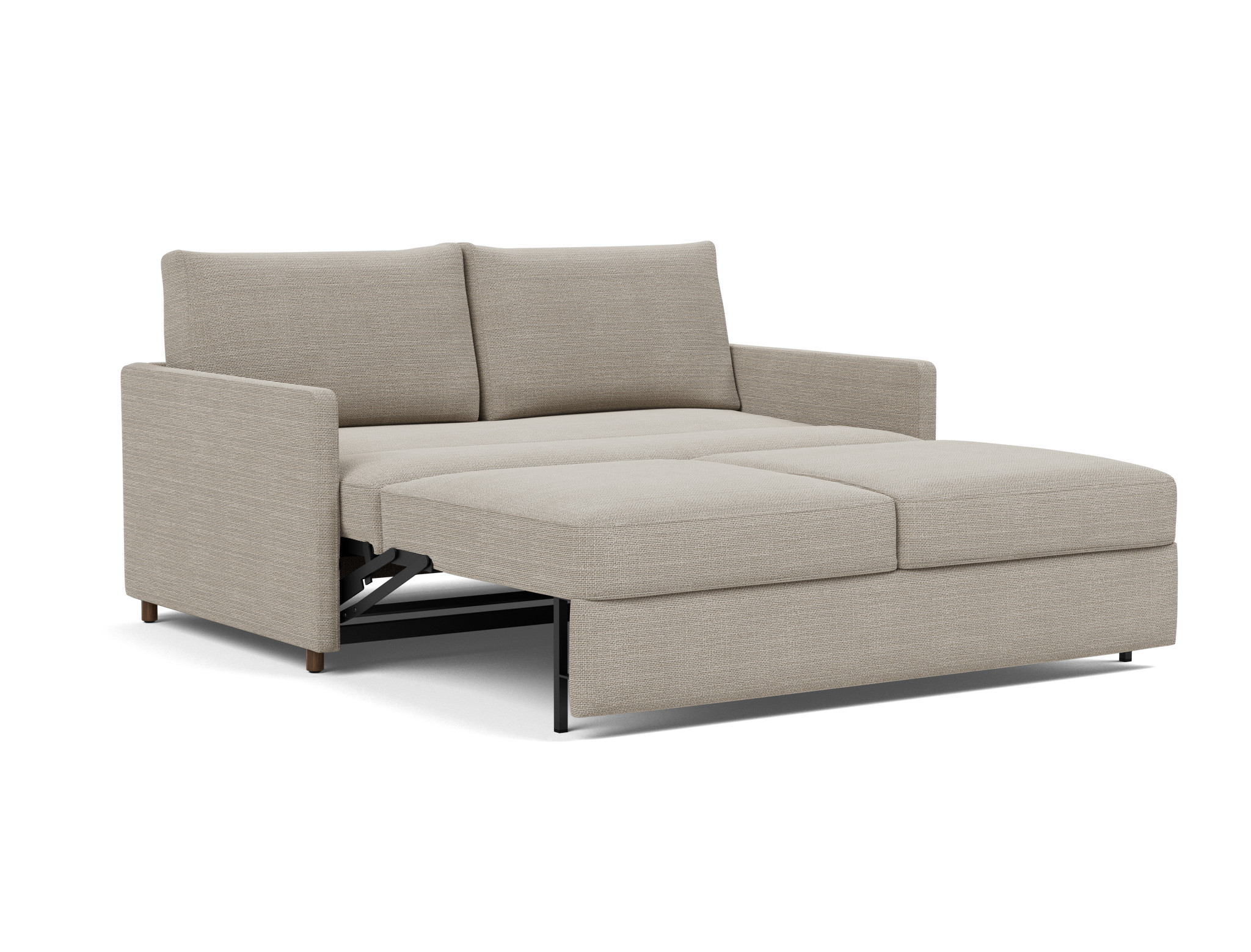 Schlafsofa Neah mit Slim-Armlehnen 160 Strukturierter Stoff Kenya 579-Gravel