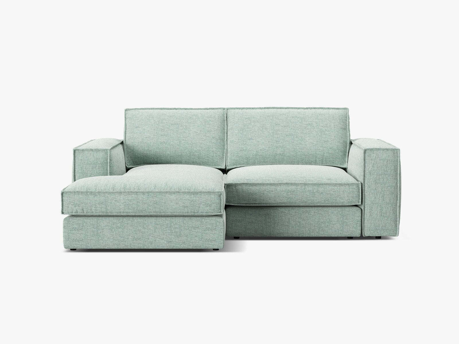 Micadoni modulares Ecksofa Pola 2-Sitzer kleine Version Links Strukturierter Stoff Babel Minze