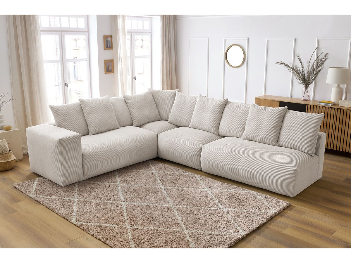 Bobochic Voltaire Ecksofa 322 × 268 cm Cordsamt Beige Ecke links