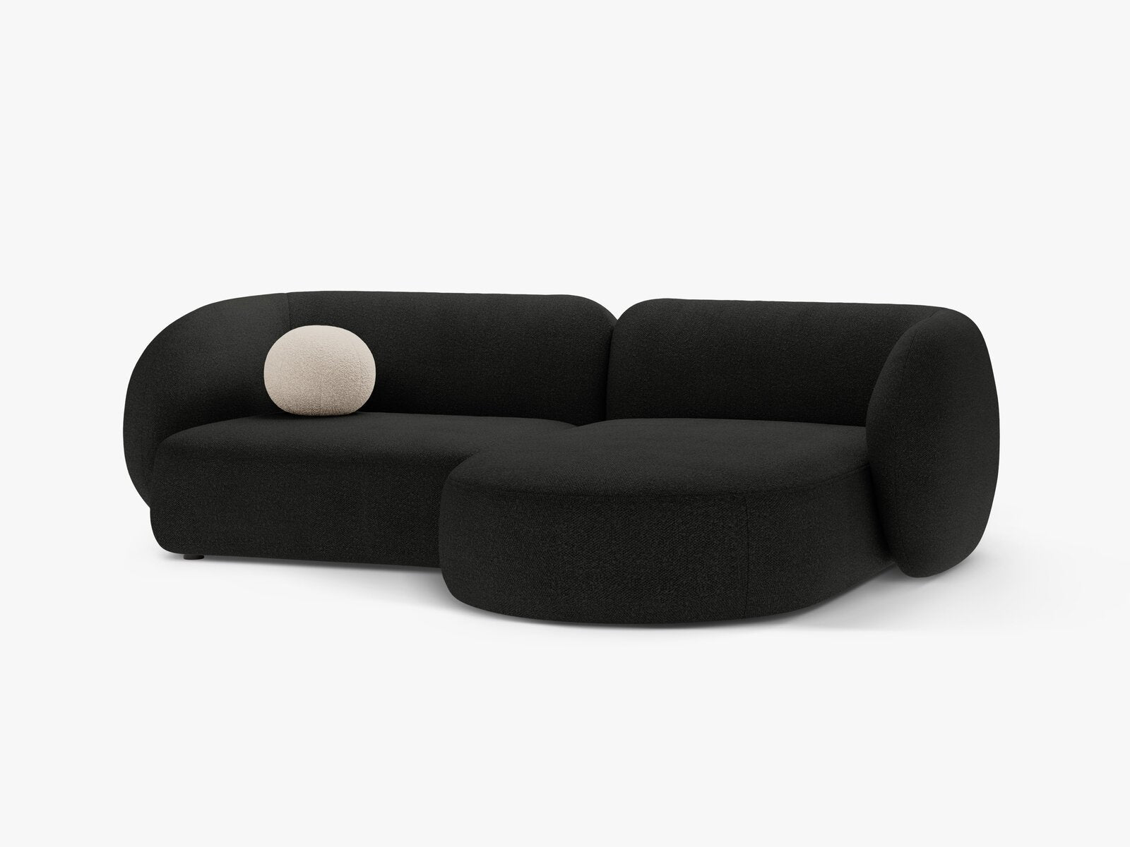 Micadoni Ecksofa Kate 2-Sitzer Rechts Boucle Schwarz
