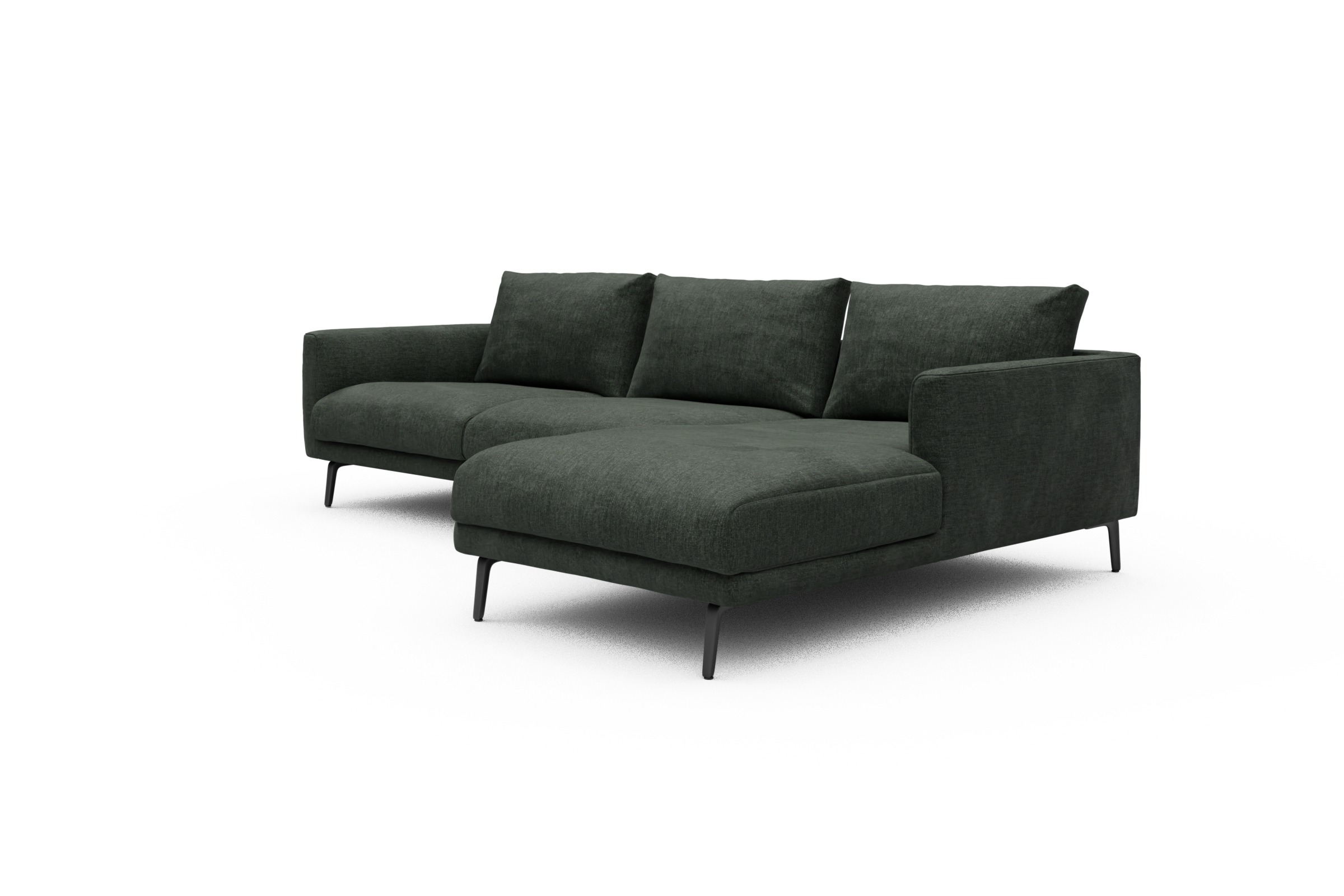 Ecksofa Karl Chaiselongue rechts mit 2,5-Sitzer Aivi-Pine-Green