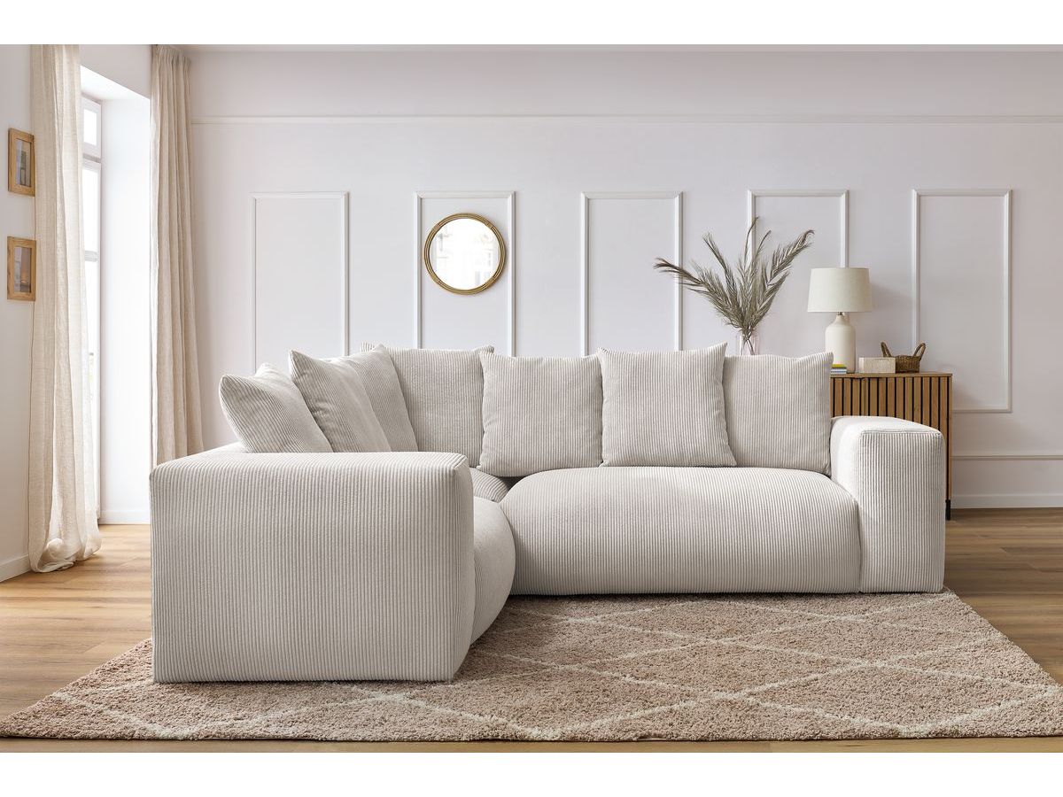 Bobochic Voltaire Ecksofa 268 × 214 cm Cordsamt Beige Ecke links