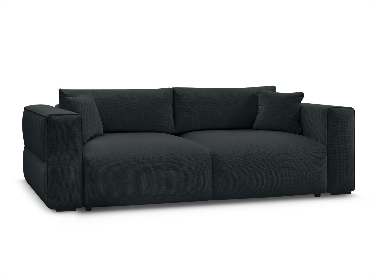 Bobochic Ezechiel Schlafsofa 3-Sitzer mit Bettkasten Melange-Stoff Schwarz