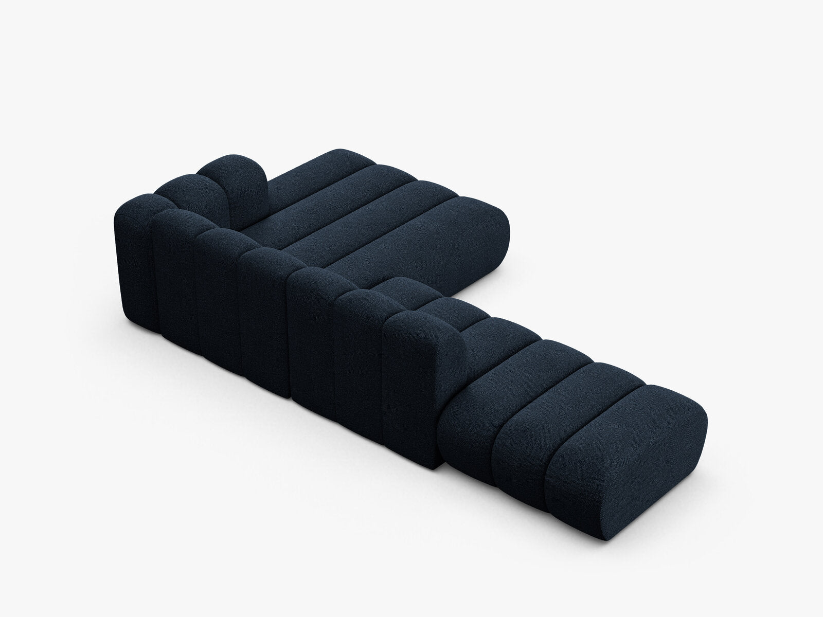 Micadoni Modulares Ecksofa offen Lupine 5-Sitzer Rechts Boucle Baloo Dunkelblau