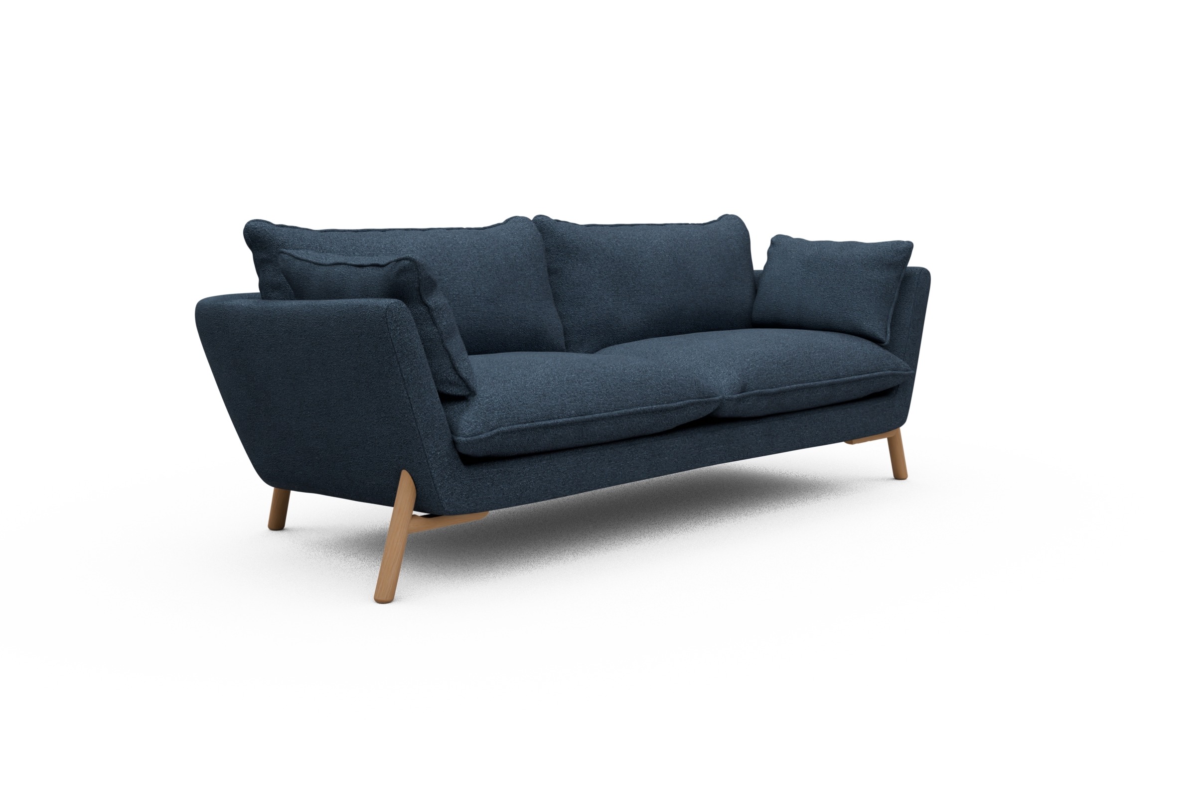 Sofa Emil PREMIUM 3-Sitzer Beinfarbe Eiche Natur Boucle-Blue