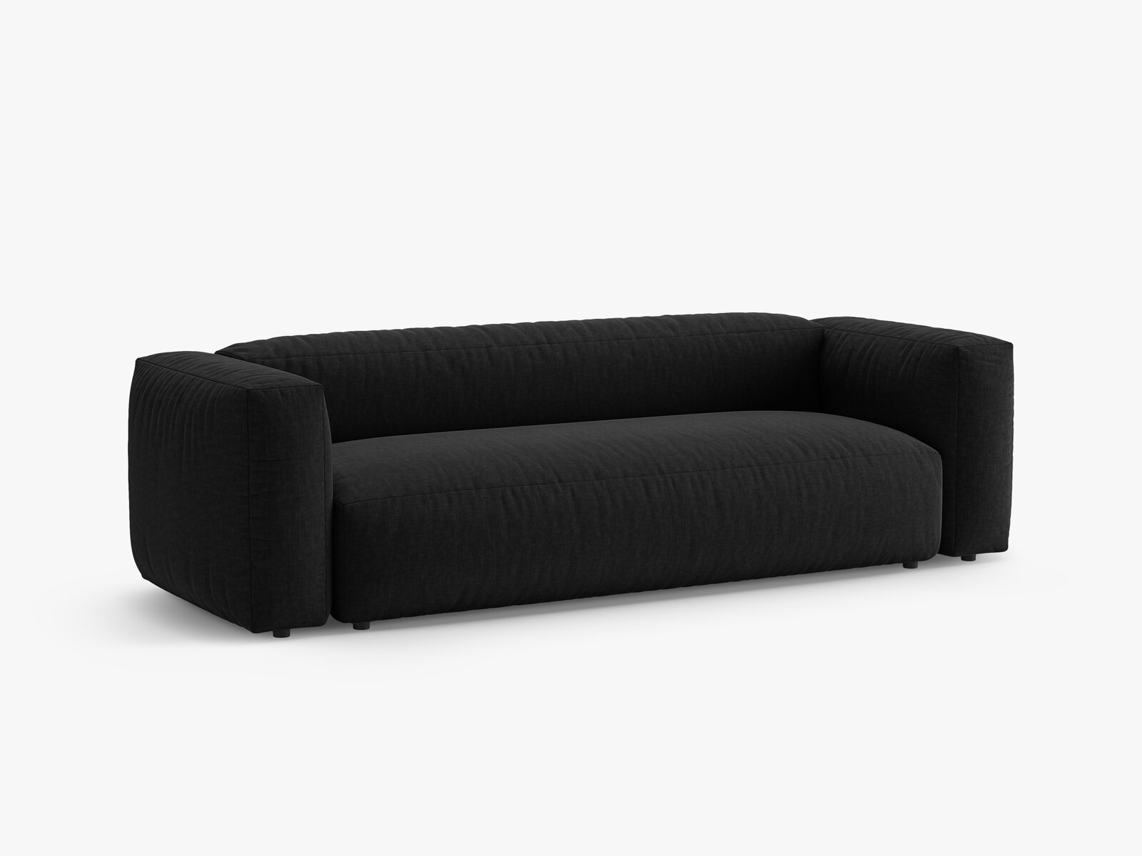 Micadoni Martina Schlafsofa 3-Sitzer Strukturierter Stoff Boston Schwarz