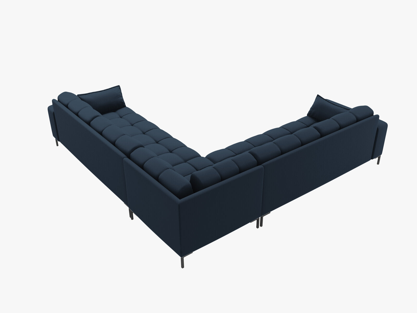 Micadoni Symmetrisches Ecksofa Mamaia 6-Sitzer Strukturierter Stoff Neve Blau schwarze Beine