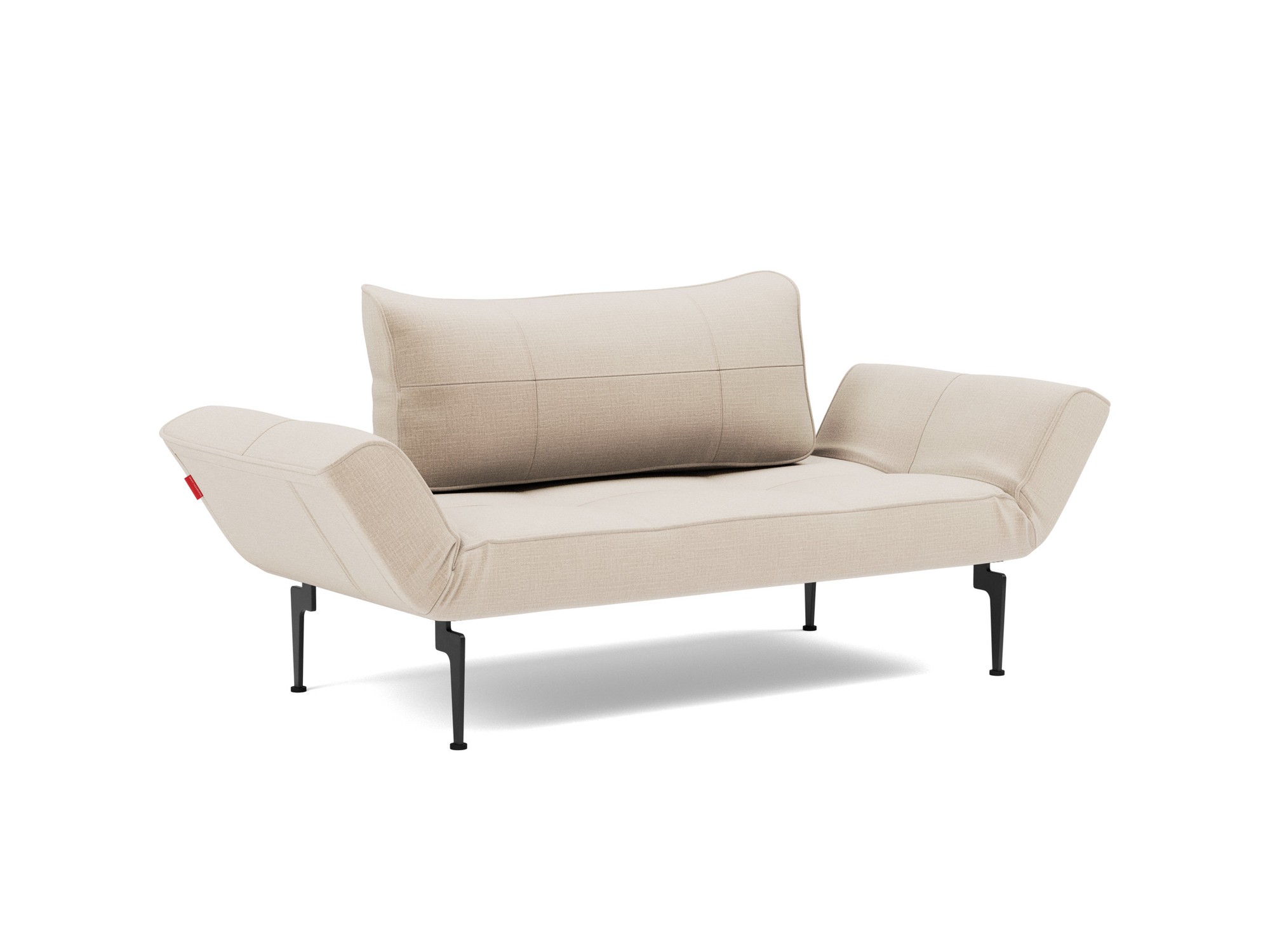 Tagesbett Zeal Chenille Esina 410-Almond-Beige Beine Laser schwarz