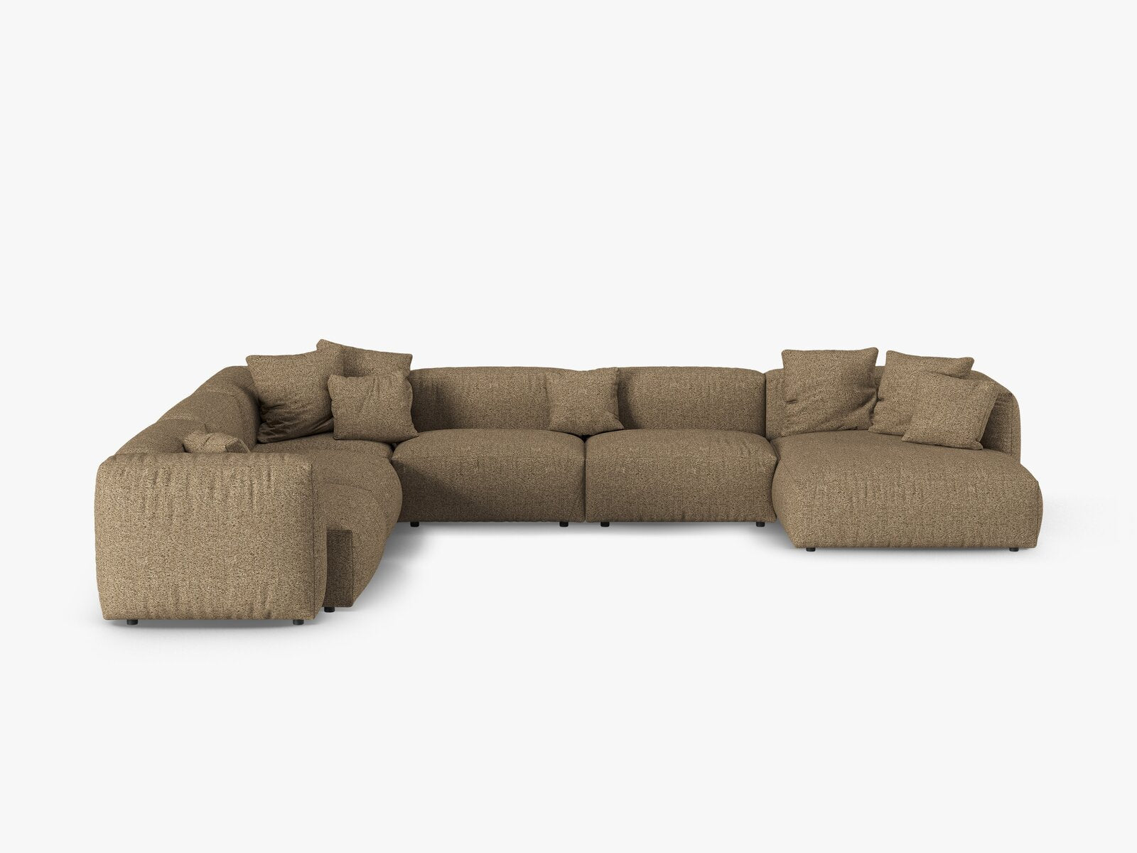 Micadoni modulares Ecksofa XL Martina 6-Sitzer 90cm Sitztiefe Links Boucle Monet Cappuccino