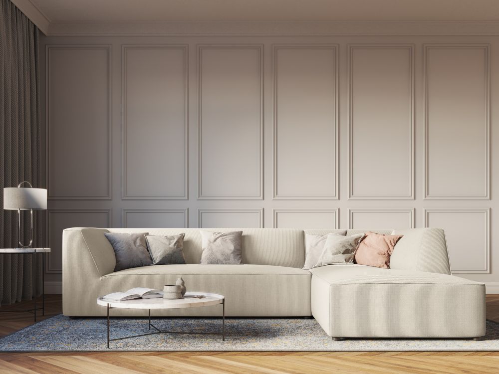 Cosmopolitan Design Ecksofa Siena 4-Sitzer Kord Scala Helles Beige Rechts