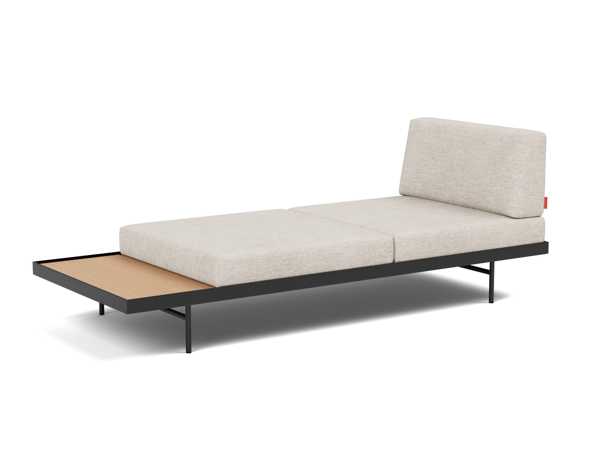 Tagesbett Puri Chenille Yuveno 470-Natural Beine mit Eichentisch