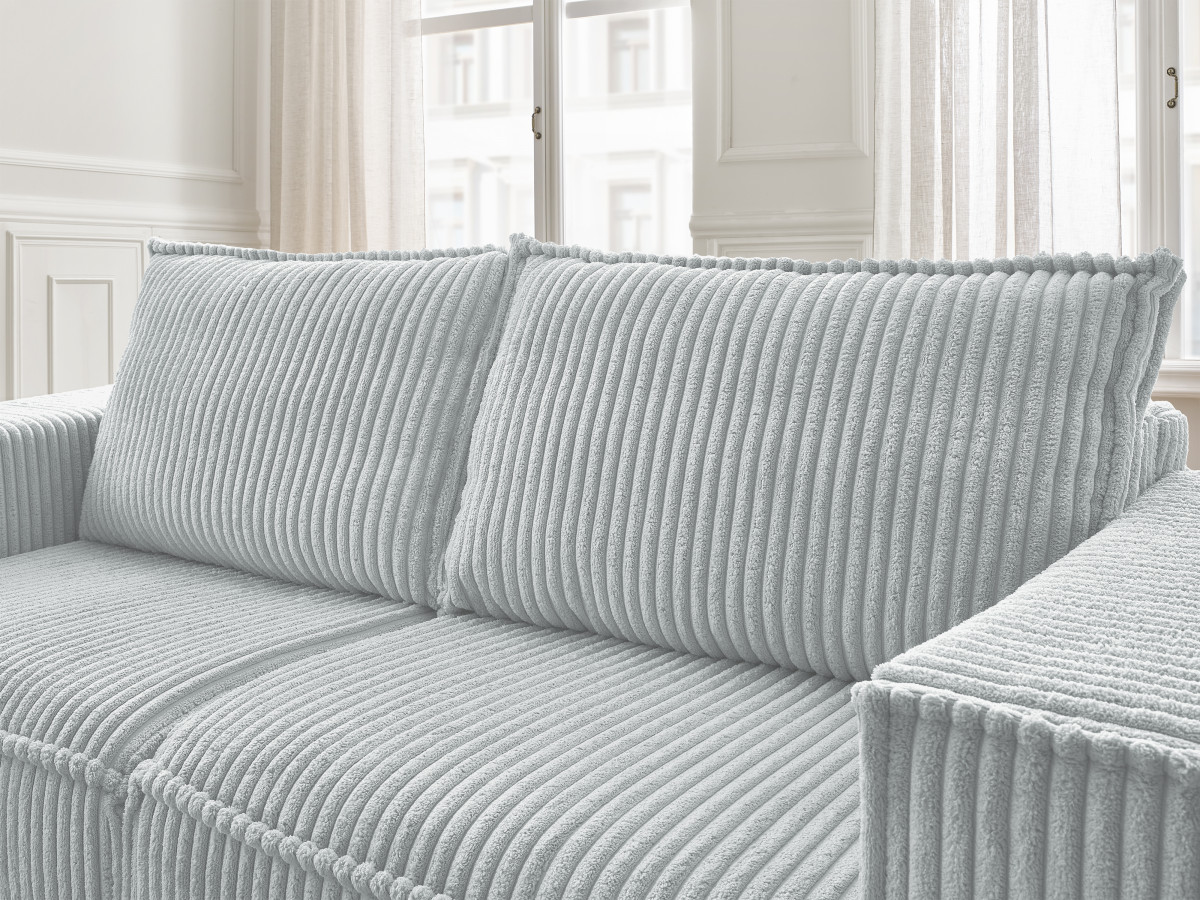 Bobochic Chelsea Schlafsofa 3-Sitzer Cordsamt Hellgrau, Liegefläche 160 × 200 cm