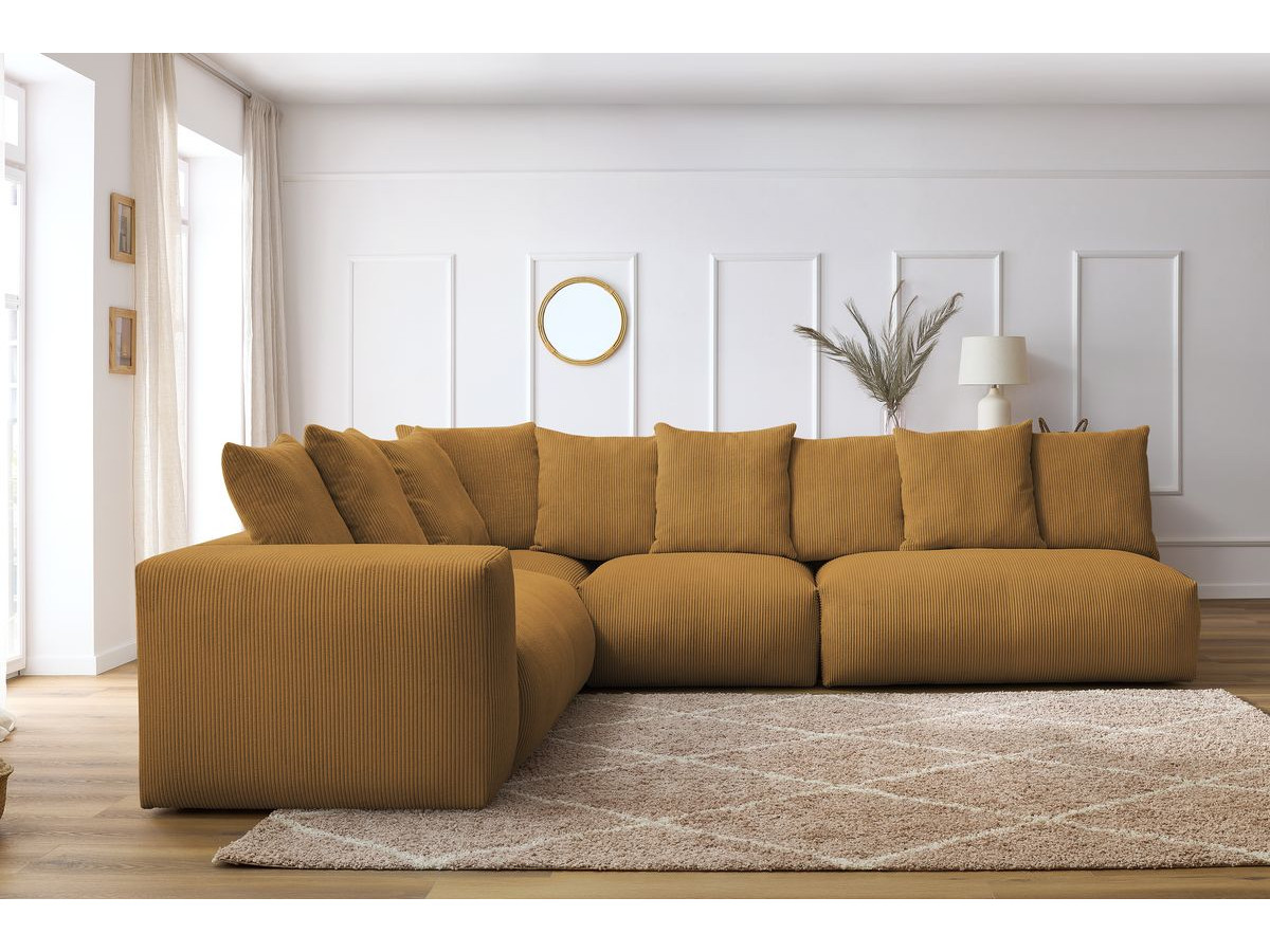 Bobochic Voltaire Ecksofa 322 × 268 cm Cordsamt Gelb Ecke links