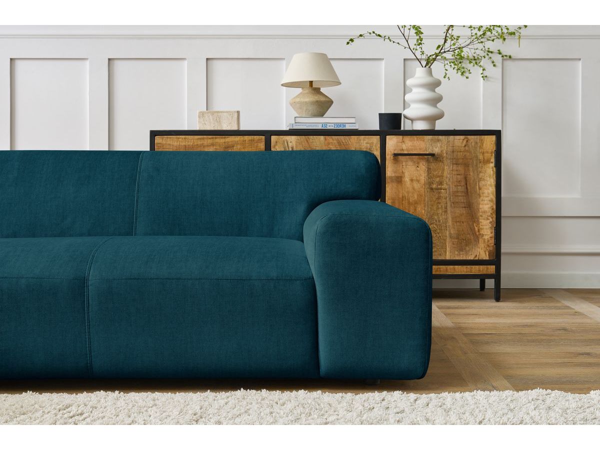 Bobochic Lavena Ecksofa 272 × 220 cm Samt Dunkelblau Ecke links