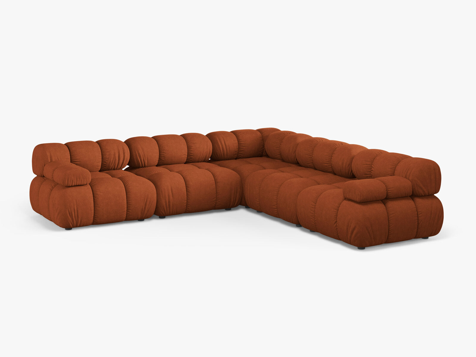 Micadoni Symmetrisches Ecksofa Bellis 5-Sitzer Strukturierter Stoff Liberty Ziegel