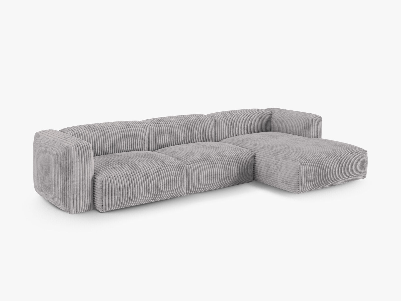 Micadoni Ecksofa Martina 3-Sitzer 90cm Sitztiefe Rechts Kord Tilia Hellgrau
