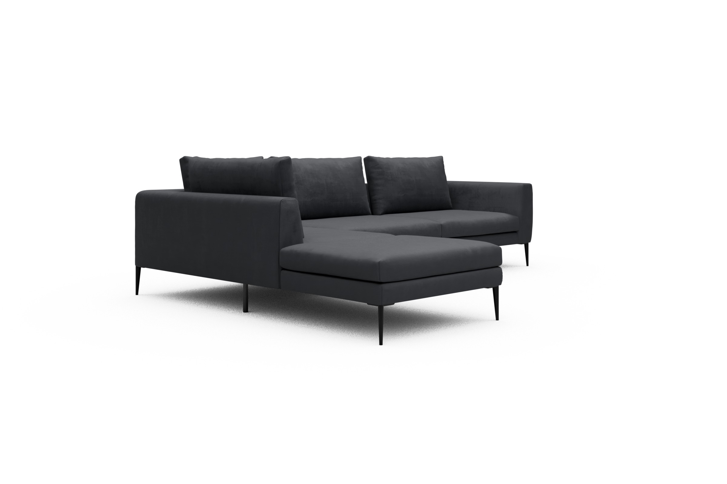 Ecksofa Paul Relax-Ecke rechts mit 3-Sitzer Cordufine-Slate-Grey