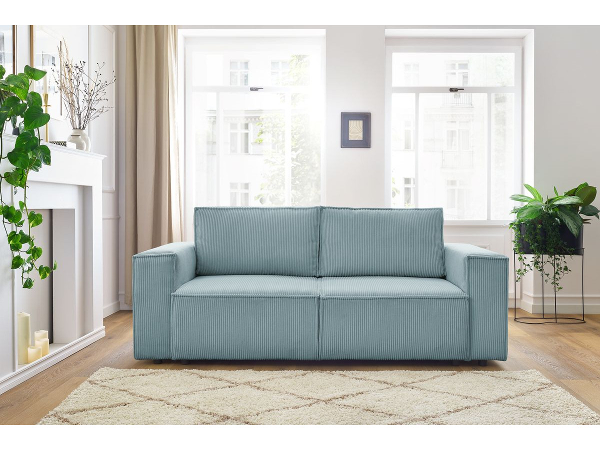 Bobochic Nihad Sofa 2-Sitzer Cordsamt Hellblau