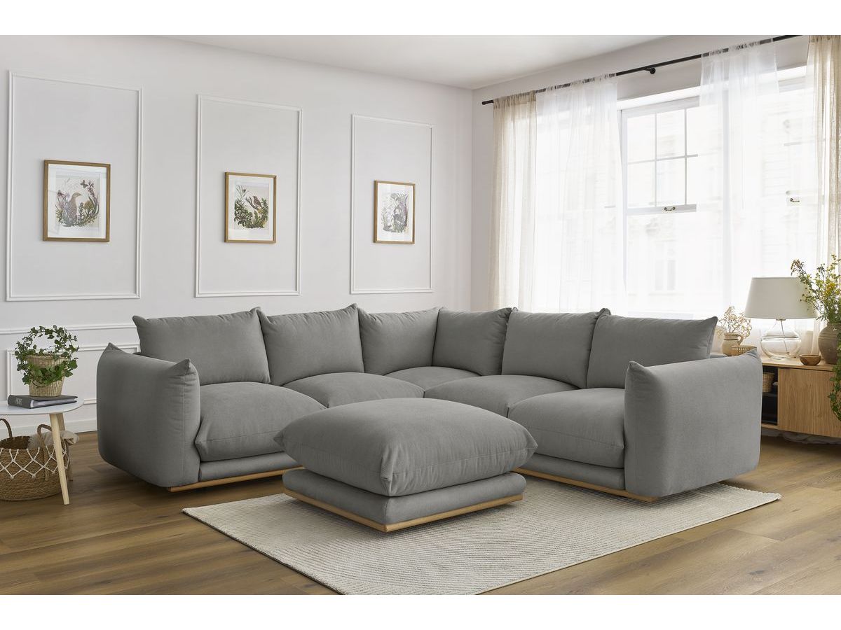 Bobochic Ernest Ecksofa mit Pouf Stoff Dunkelgrau