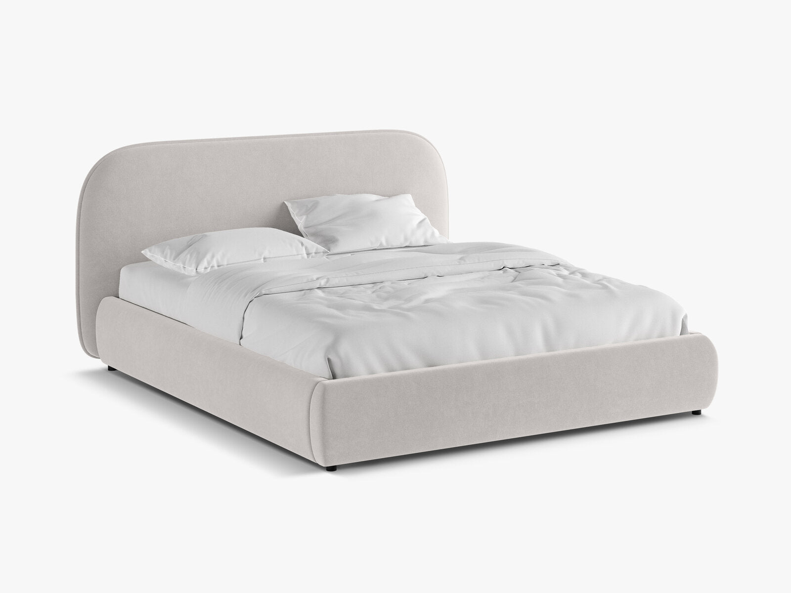 Micadoni Murada Bett mit Kopfteil Samt Salvador Hellgrau 160x200