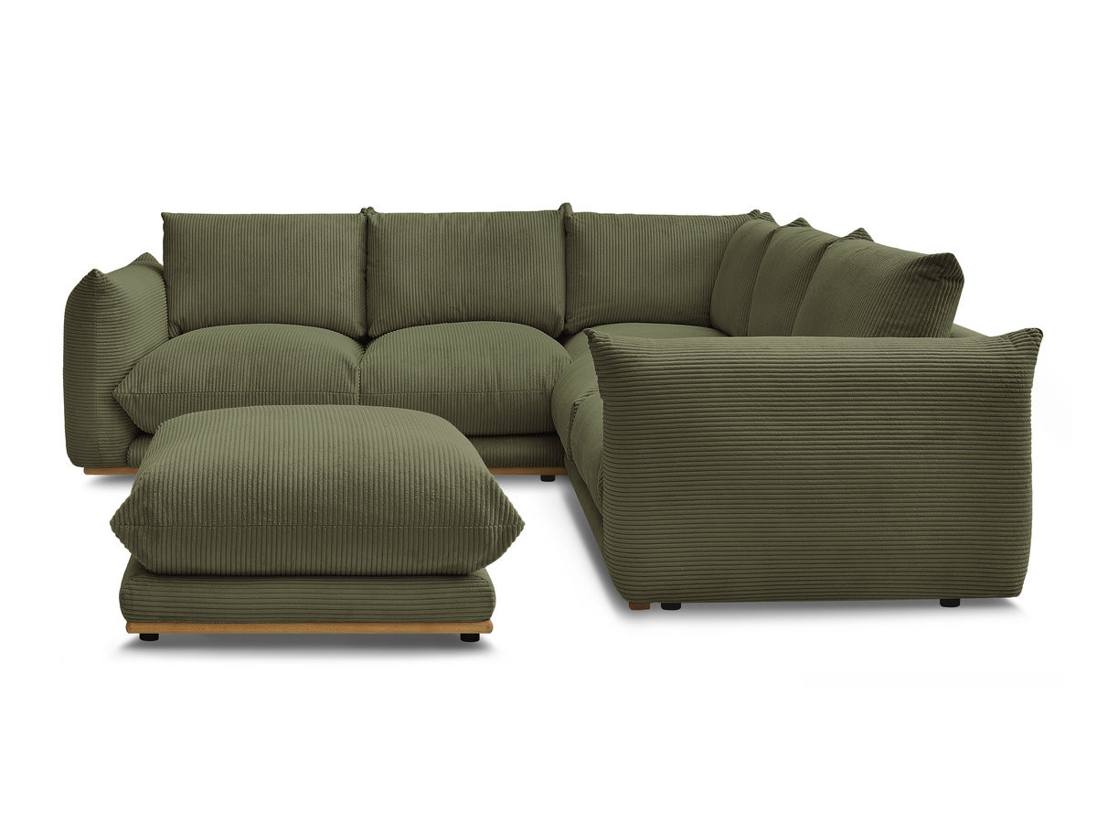 Bobochic Ernest Ecksofa mit Pouf Cordsamt Grün