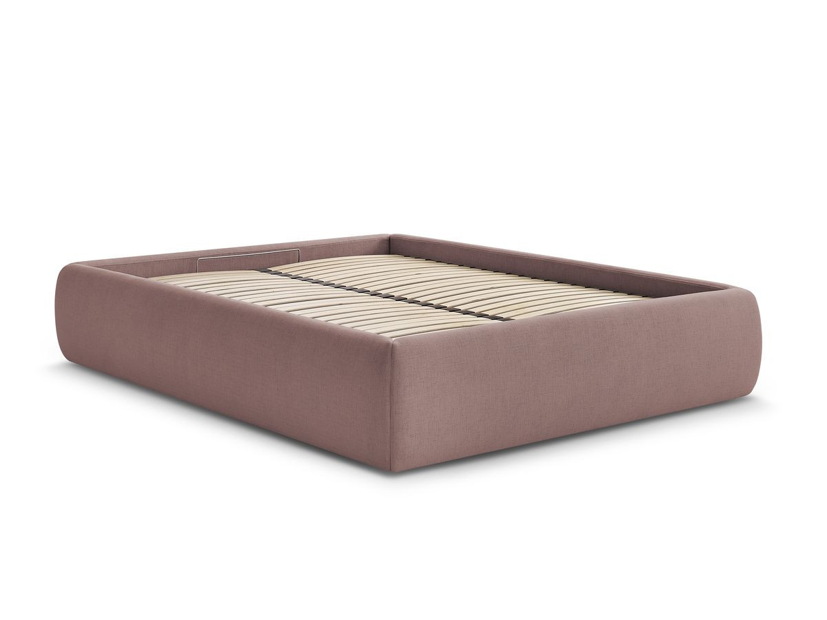 Bobochic Inera Bettgestell mit Bettkasten, ohne Kopfteil Stoff Rosa, Liegefläche 160 × 200 cm