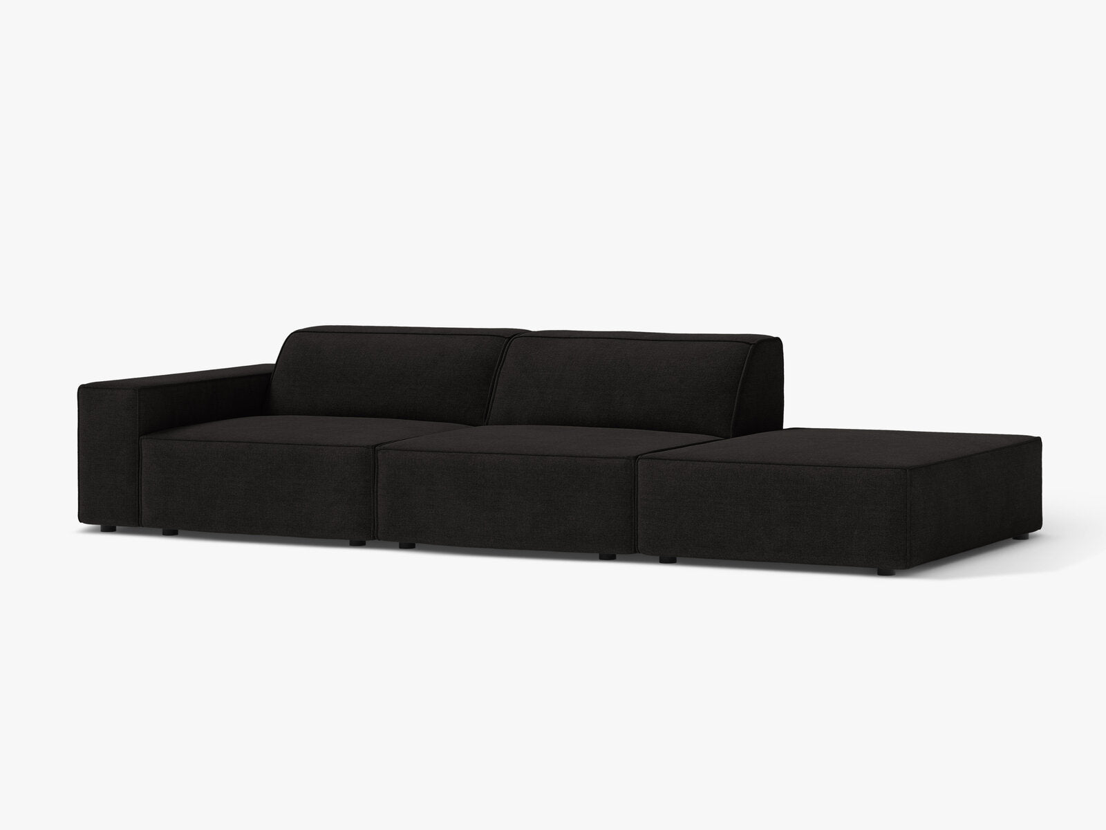 Micadoni Sofa Jodie 3-Sitzer Rechts Strukturierter Stoff Liberty Schwarz