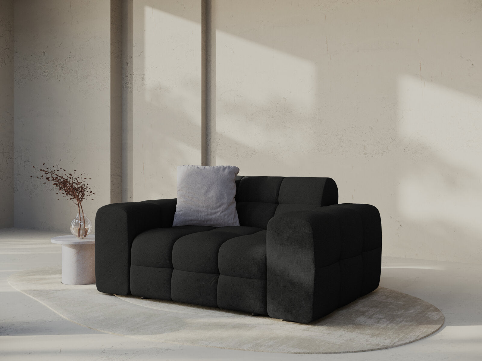 Micadoni Sofa Kendal 2-Sitzer Strukturierter Stoff Schwarz