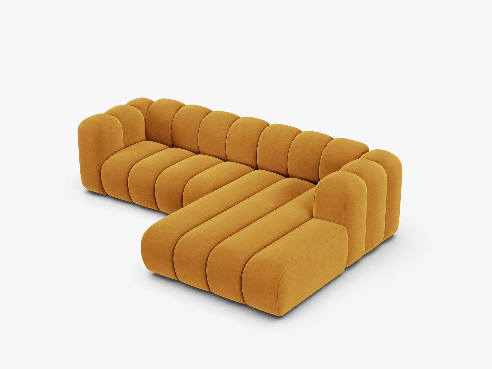 Micadoni Modulares Ecksofa Lupine 4-Sitzer mittelgroß Rechts Samt Venus Gelb