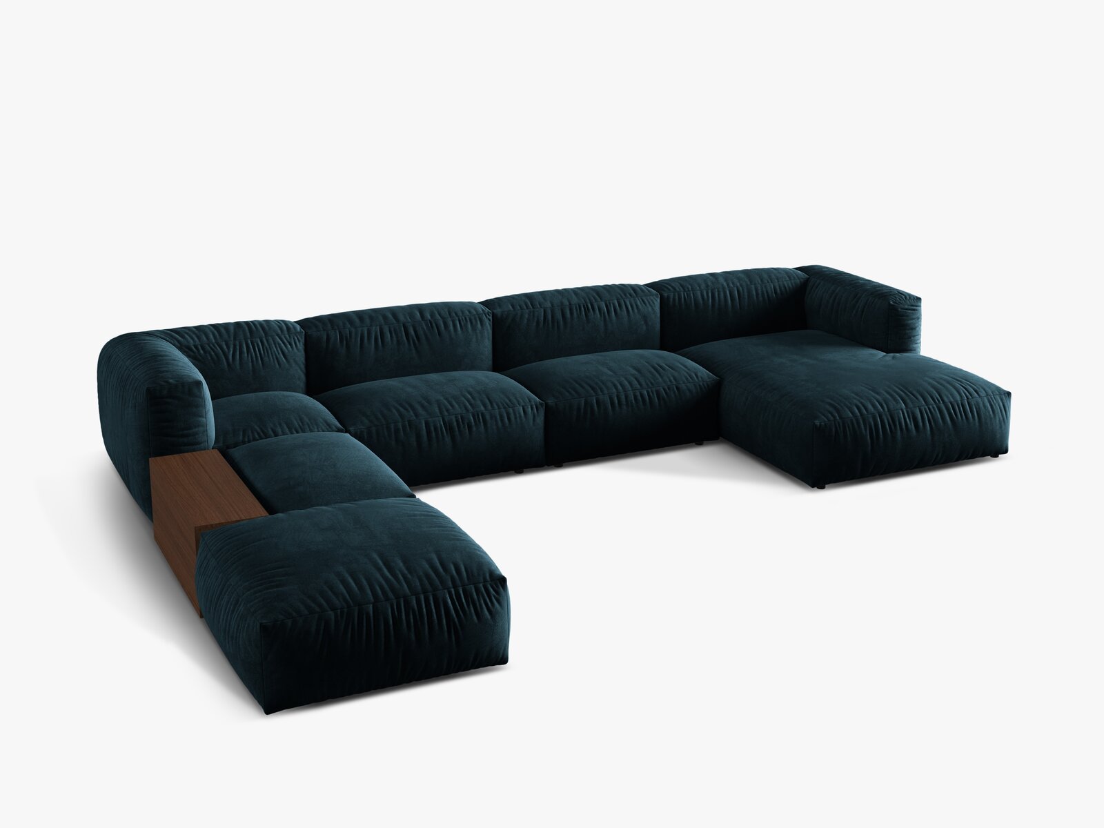 Micadoni Panorama-Ecksofa Martina 5-Sitzer Links Samt Tiefes Petrol