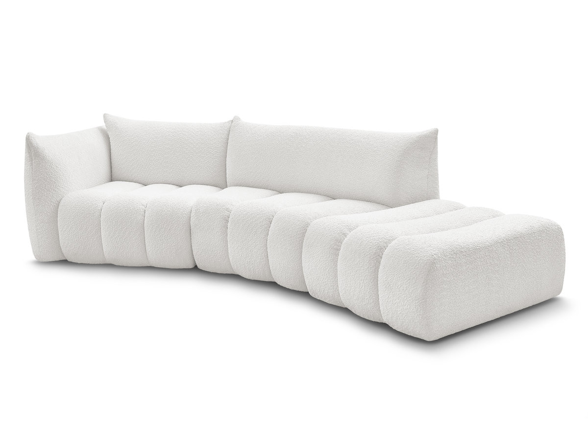 Bobochic Azra Ecksofa 325 × 112 cm Bouclé-Stoff Weiß Ecke links