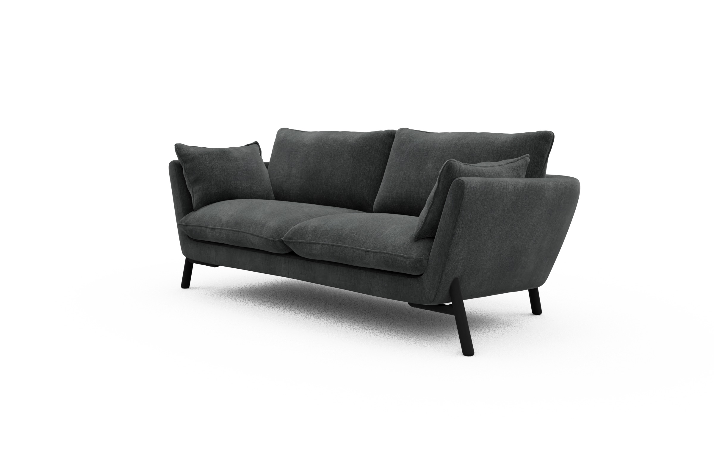 Sofa Emil 2-Sitzer Beinfarbe Eiche Schwarz Smooth-Deep-Warm-Grey