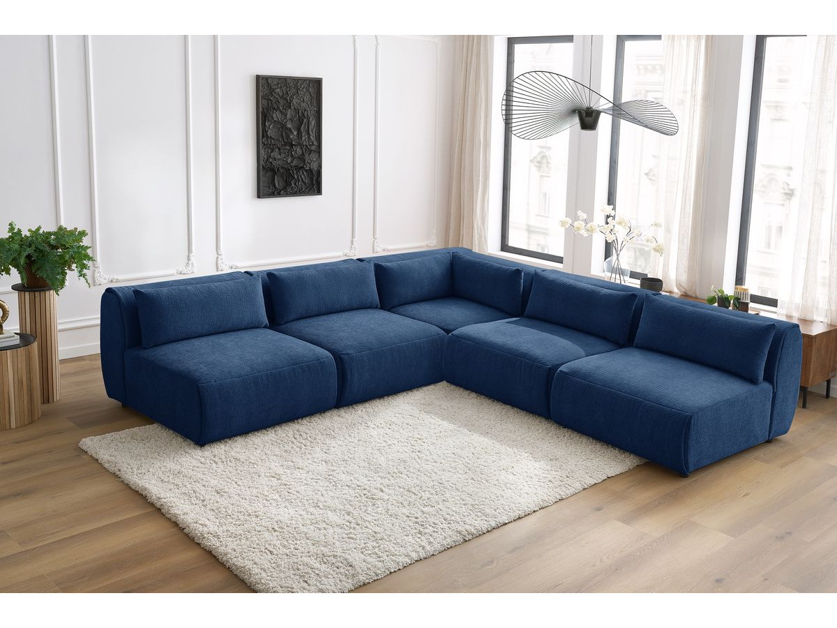 Bobochic Jeanne Ecksofa 299 × 299 cm Strukturstoff Dunkelblau