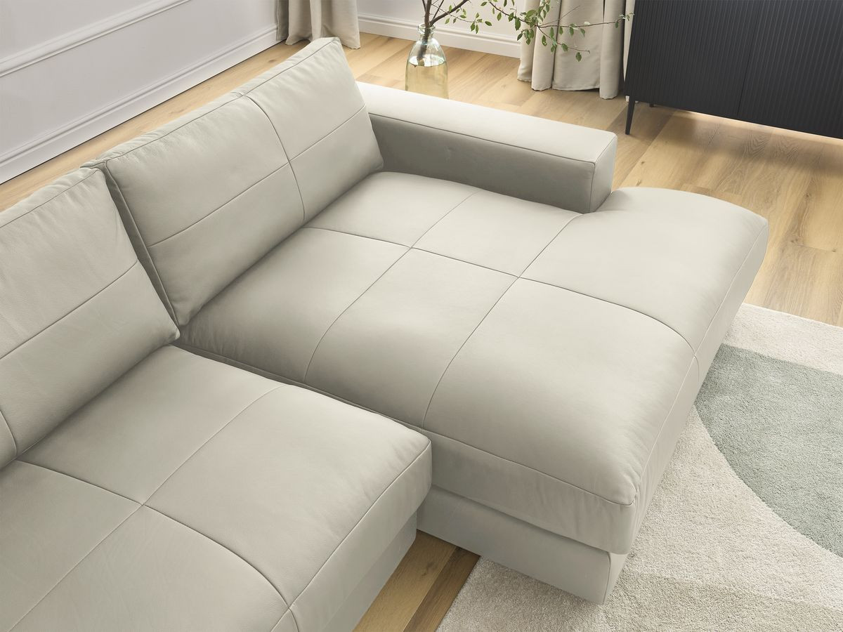 Bobochic Leonard Ecksofa 274 × 159 cm Leder Beige Ecke rechts