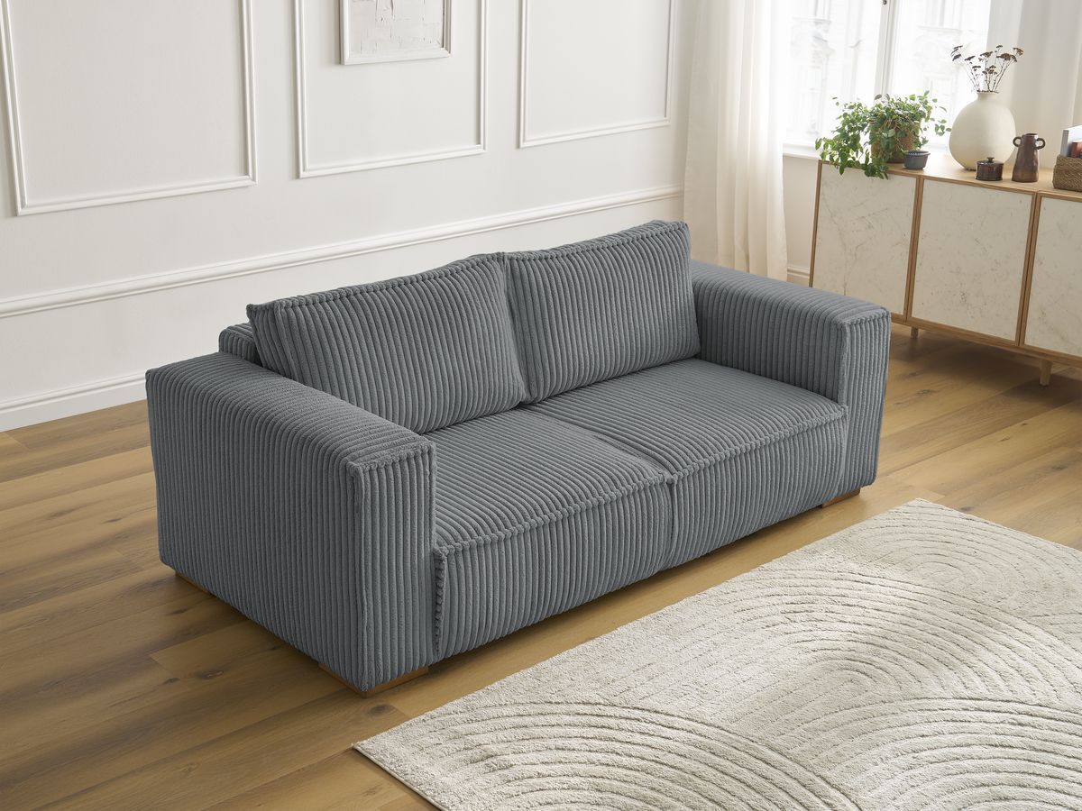 Bobochic Chelsea Sofa 2-Sitzer Breitcord weich Dunkelgrau