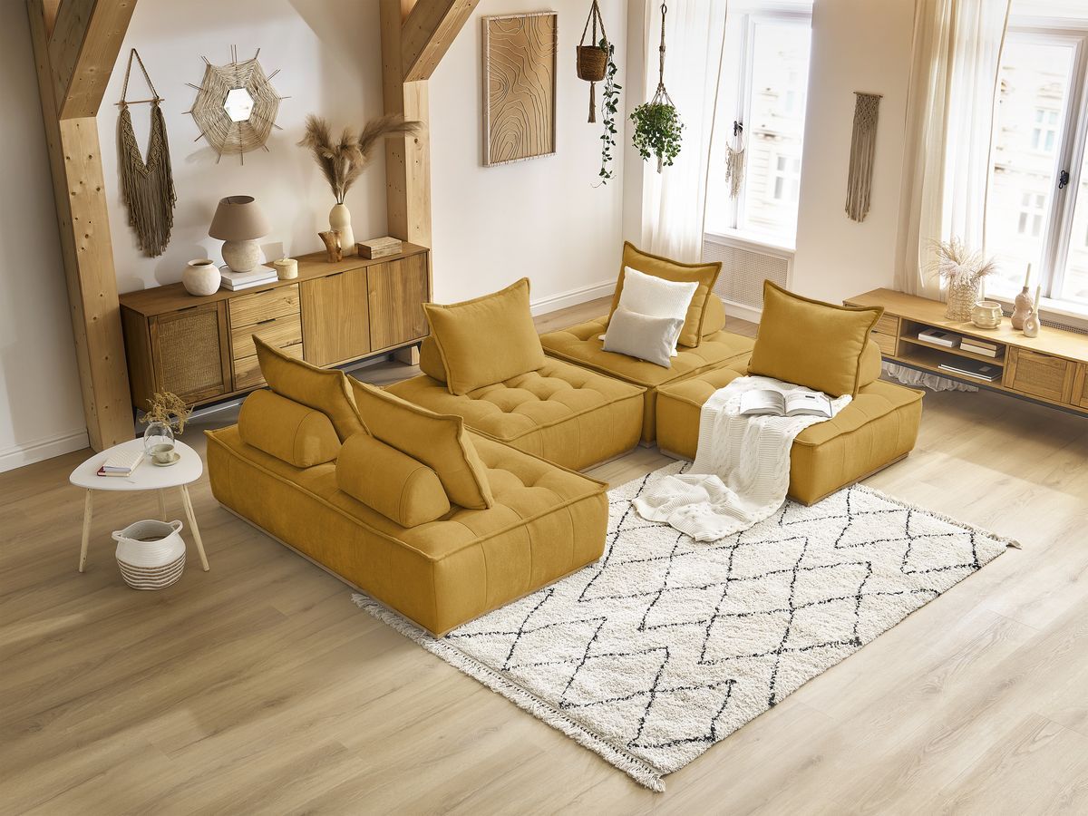 Bobochic Elisa Wohnlandschaft Strukturstoff Gelb