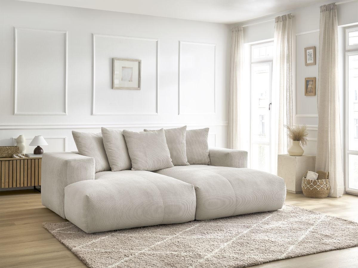 Bobochic Voltaire Sofa 4-Sitzer 248 × 170 cm Cordsamt Beige