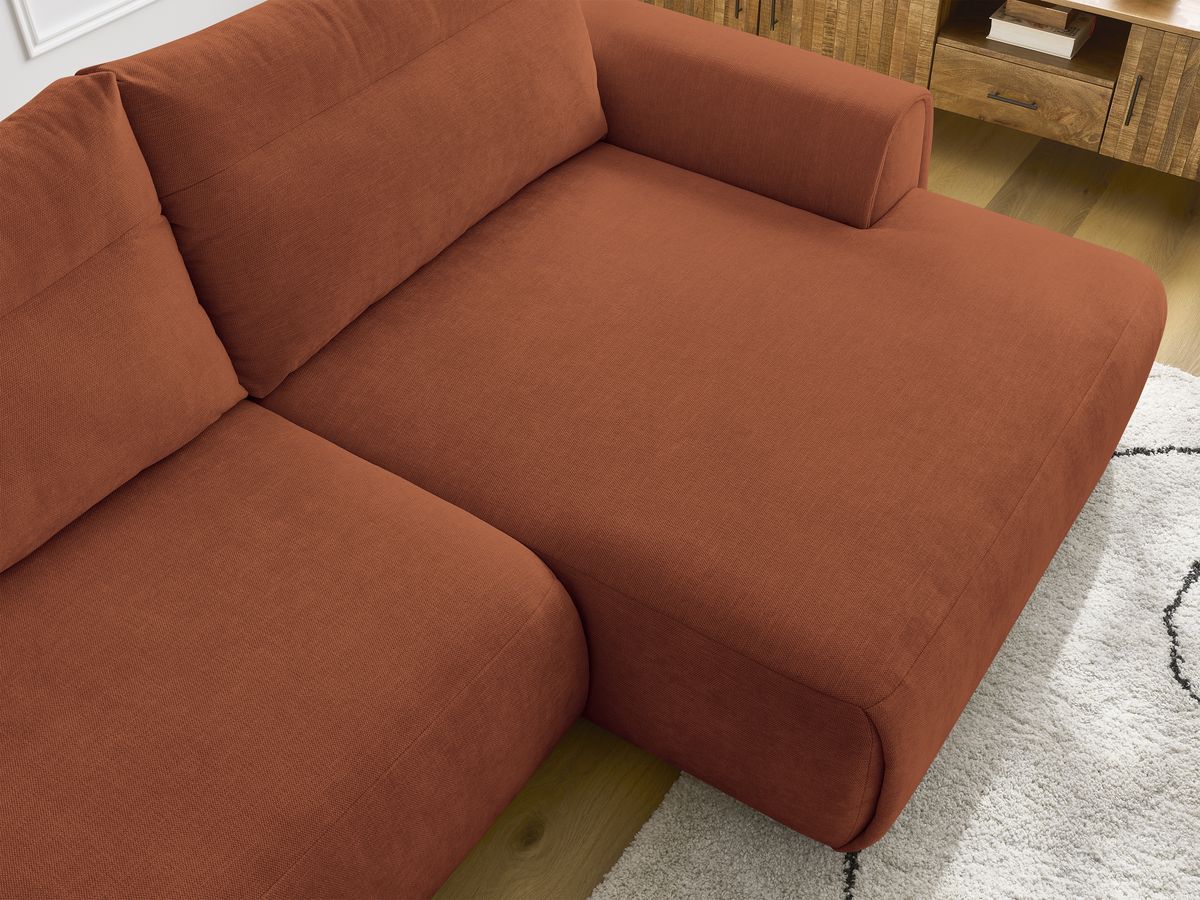 Bobochic Aden Ecksofa 293 × 152 cm Stoff Orange Ecke rechts