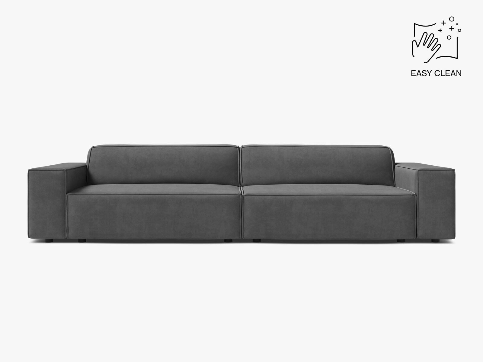 Micadoni Sofa Jodie 4-Sitzer Samt Venus Grau